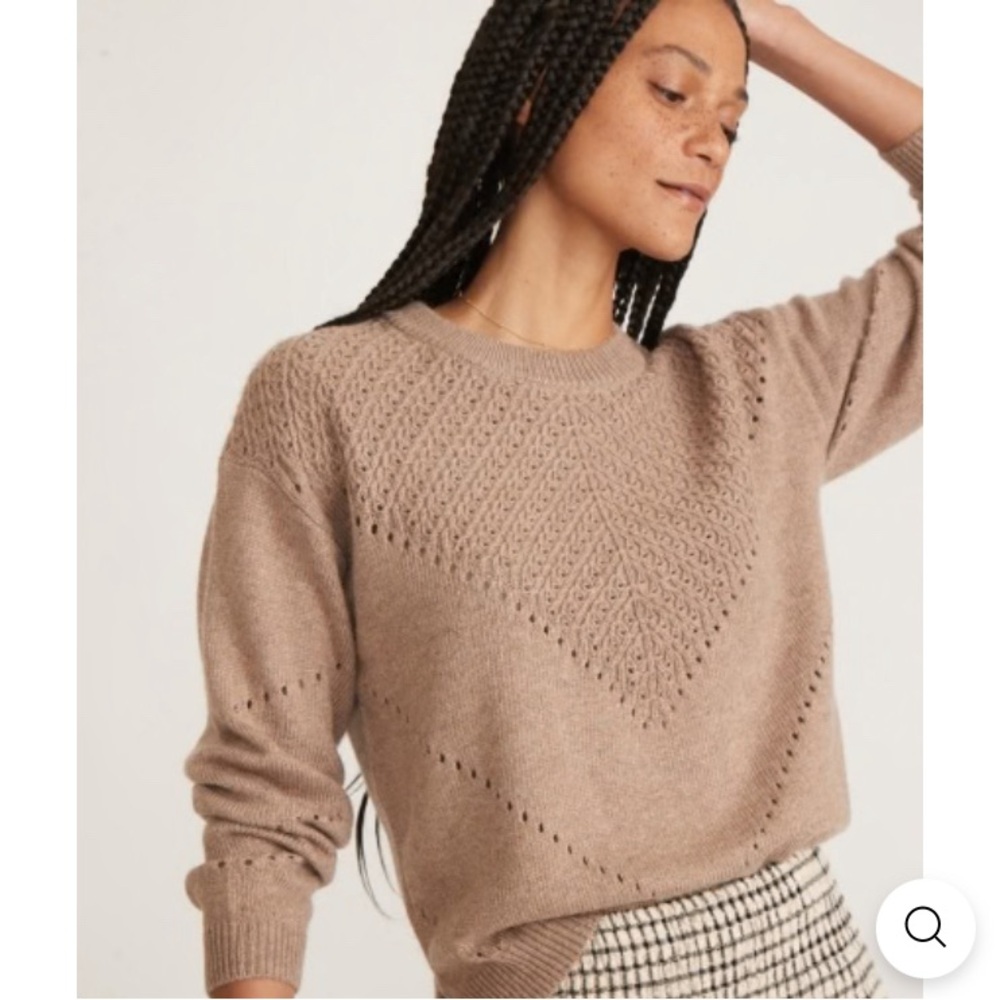 Marine Layer Women’s Olivia Crew Neck Sweater Light Brown XL oatmeal sand boxy